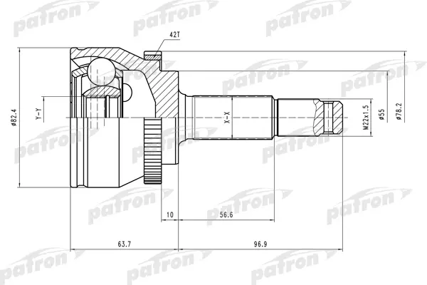 

ШРУС наружн к-кт 25x55x23 ABS:42T NISSAN: Almera II 07/00- PATRON PCV1475