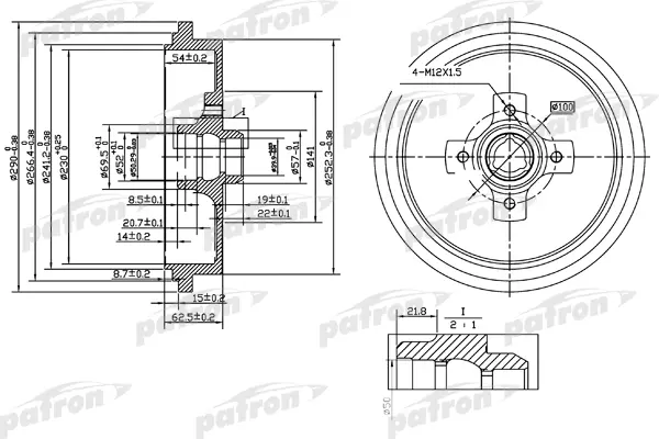 

Барабан тормозной задн VW: PASSAT 88-96, PASSAT Variant 88-97 PATRON PDR1192