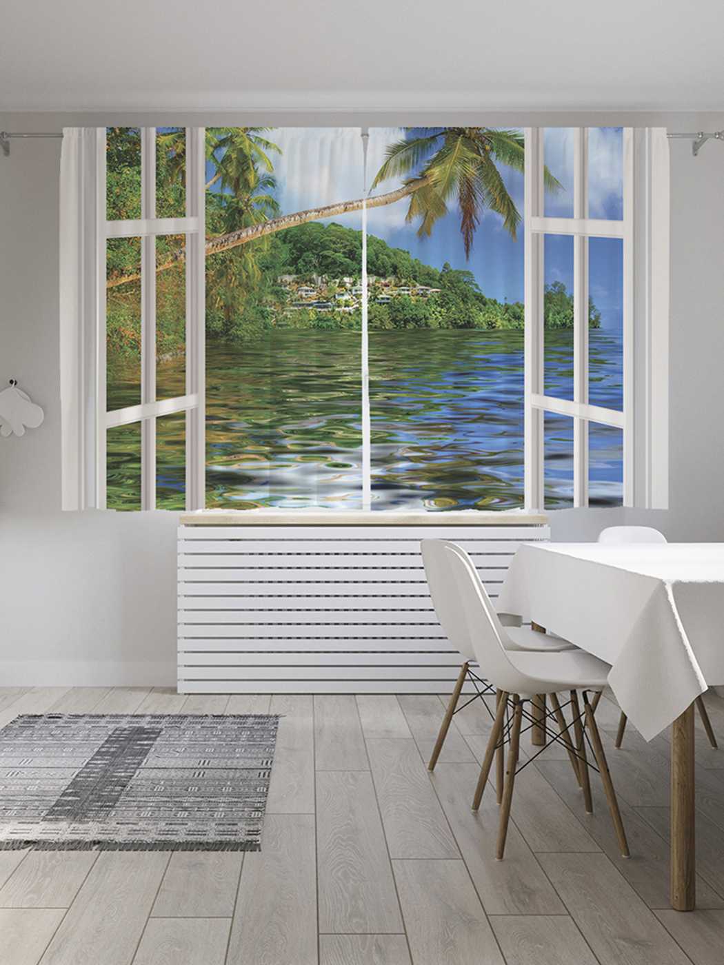 

Шторы JoyArty c фотопечатью "Окно на море" из сатена, 290х180 см, Окно на море