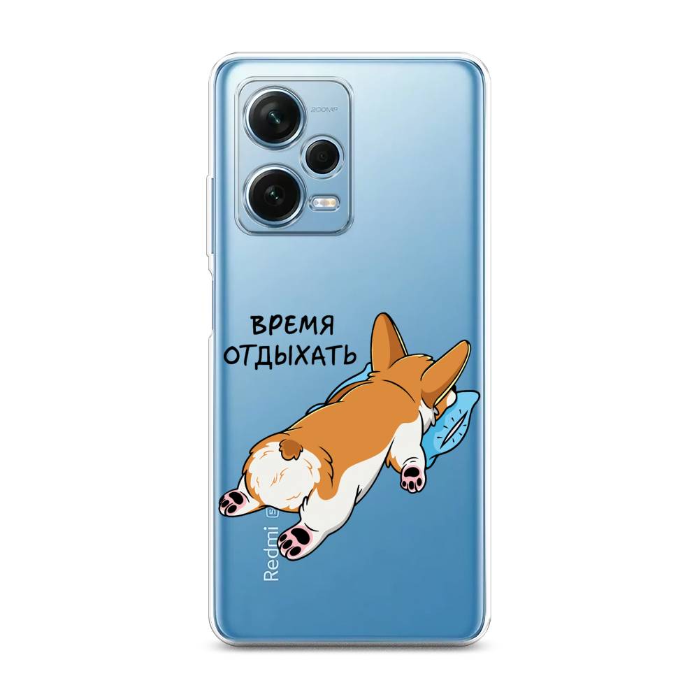 

Чехол на Xiaomi Redmi Note 12 Pro Plus "Корги отдыхает", Черный;коричневый;голубой, 317150-1