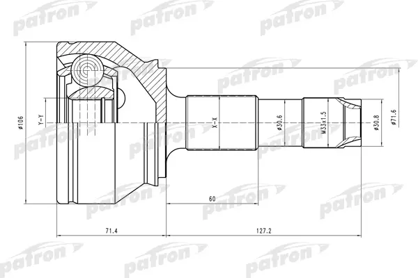 

ШРУС наружн к-кт CITROEN: Jumper 06-, FIAT: Ducato 06-, PEUGEOT: Boxer 06- PATRON PCV4598