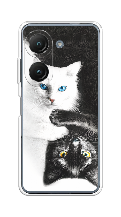 

Чехол на Asus ZenFone 9/ZenFone 10 "Коты Инь-Янь", Черный;белый;голубой, 44950-1