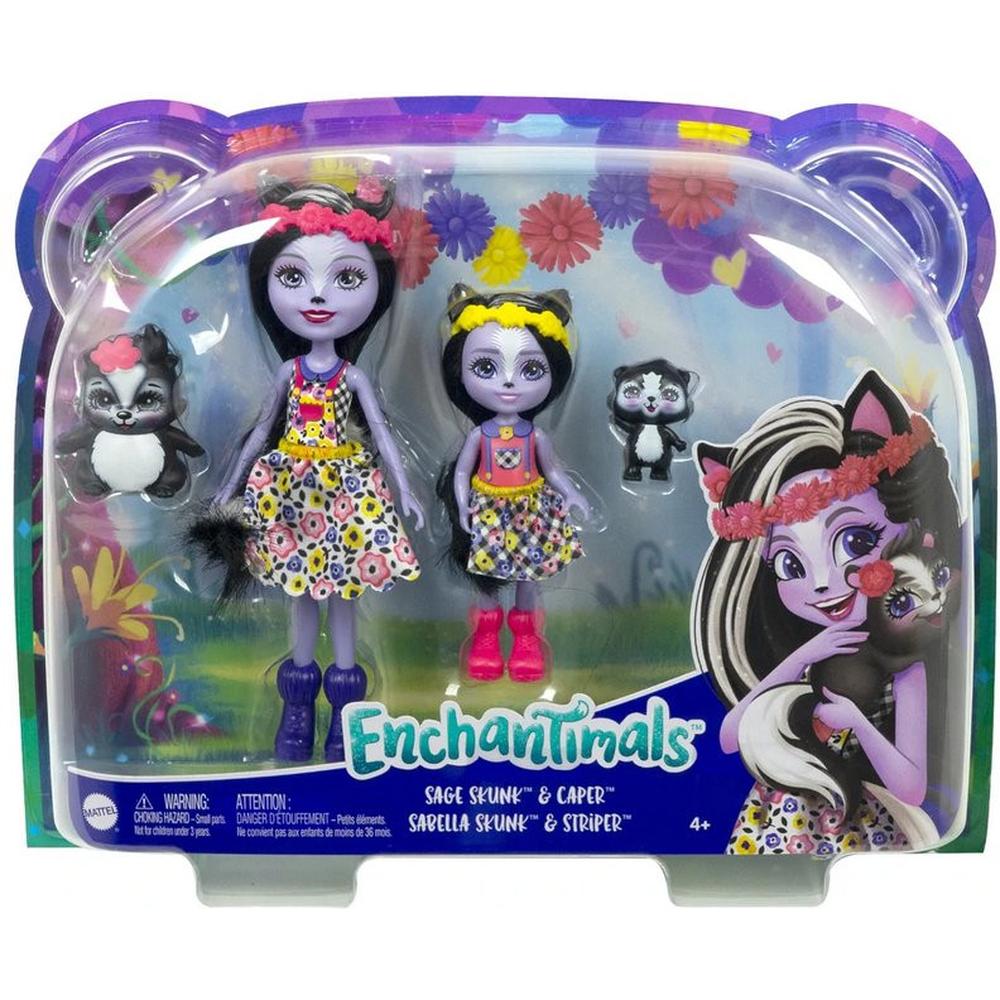 Куклы Enchantimals Mattel Сестрички с питомцами Сейдж и Сабелла Скунси HCF82 пазл оригами энчантималс 64эл магнитик сейдж скунси и кейпер 22х22см 03557