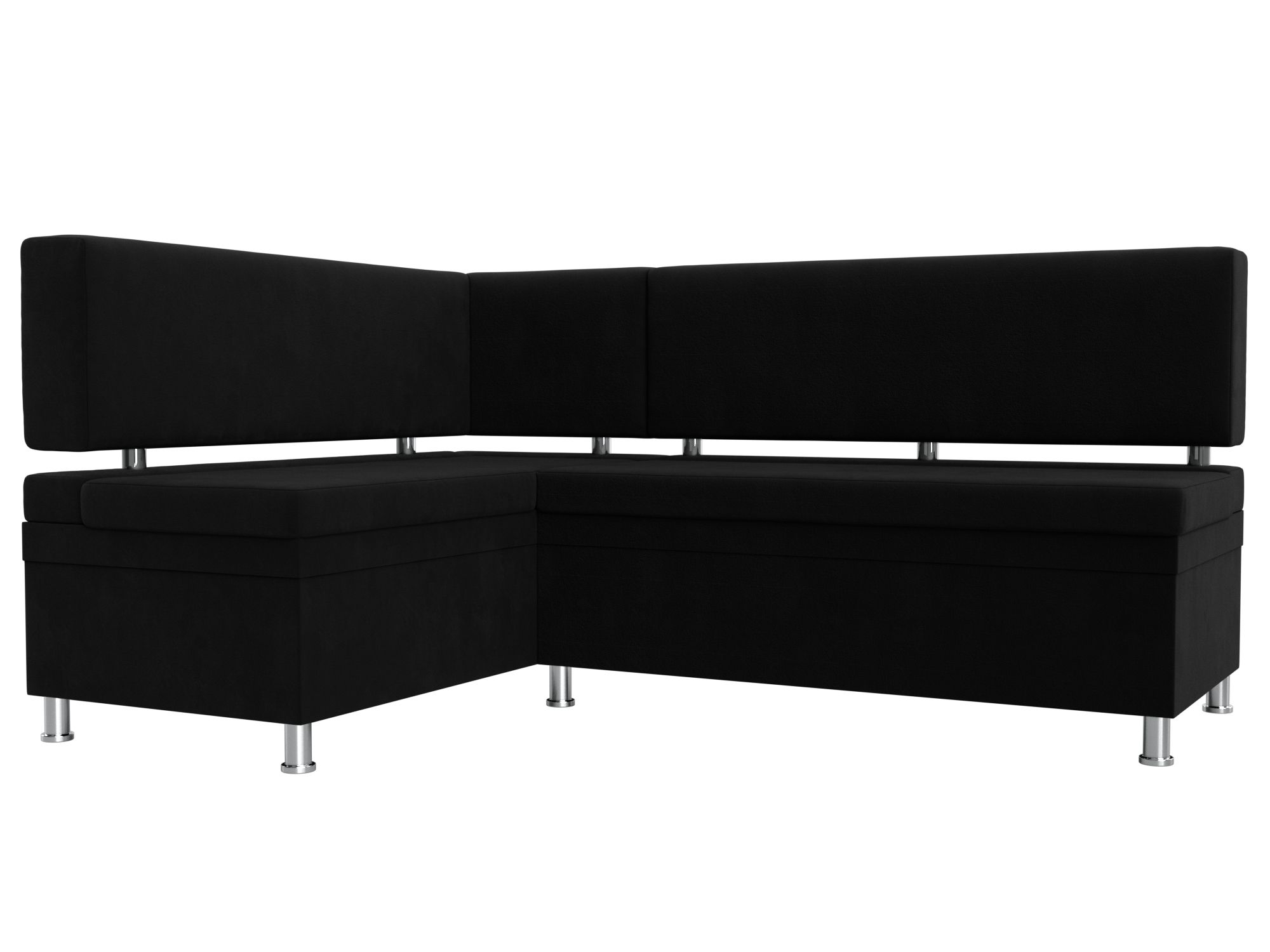 

Диван кухонный Лига Диванов Стайл левый угол 170х45х89, микровельвет, черный, Кухонный уголок Стайл левый угол