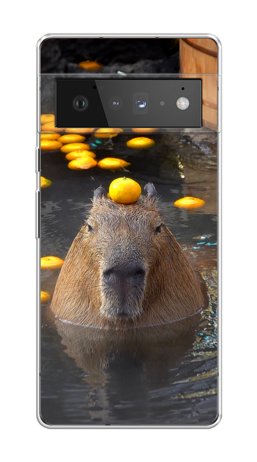 

Чехол на Google Pixel 6 Pro "Капибара отдыхает", Коричневый;оранжевый;серый, 270950-1