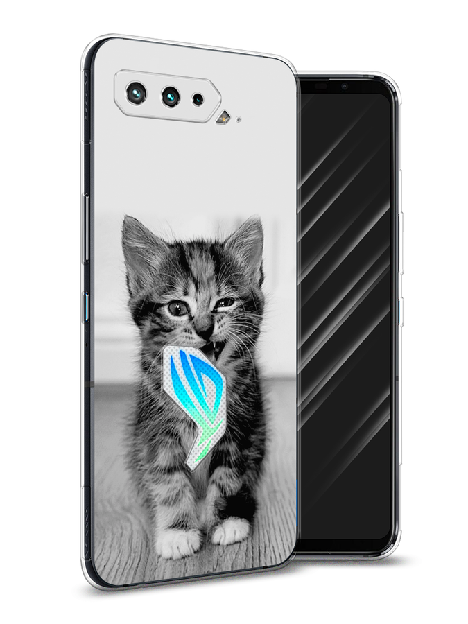 

Чехол Awog на Asus ROG Phone 5 "Подмигивающий котенок", Черный;серый, 44250-1
