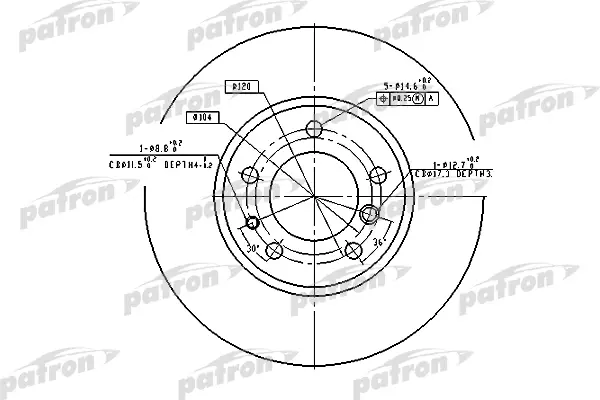 

Диск тормозной передн BMW: 5 86-90, 5 88-95, 5 Touring 91-97, 7 86-94 PATRON PBD2556