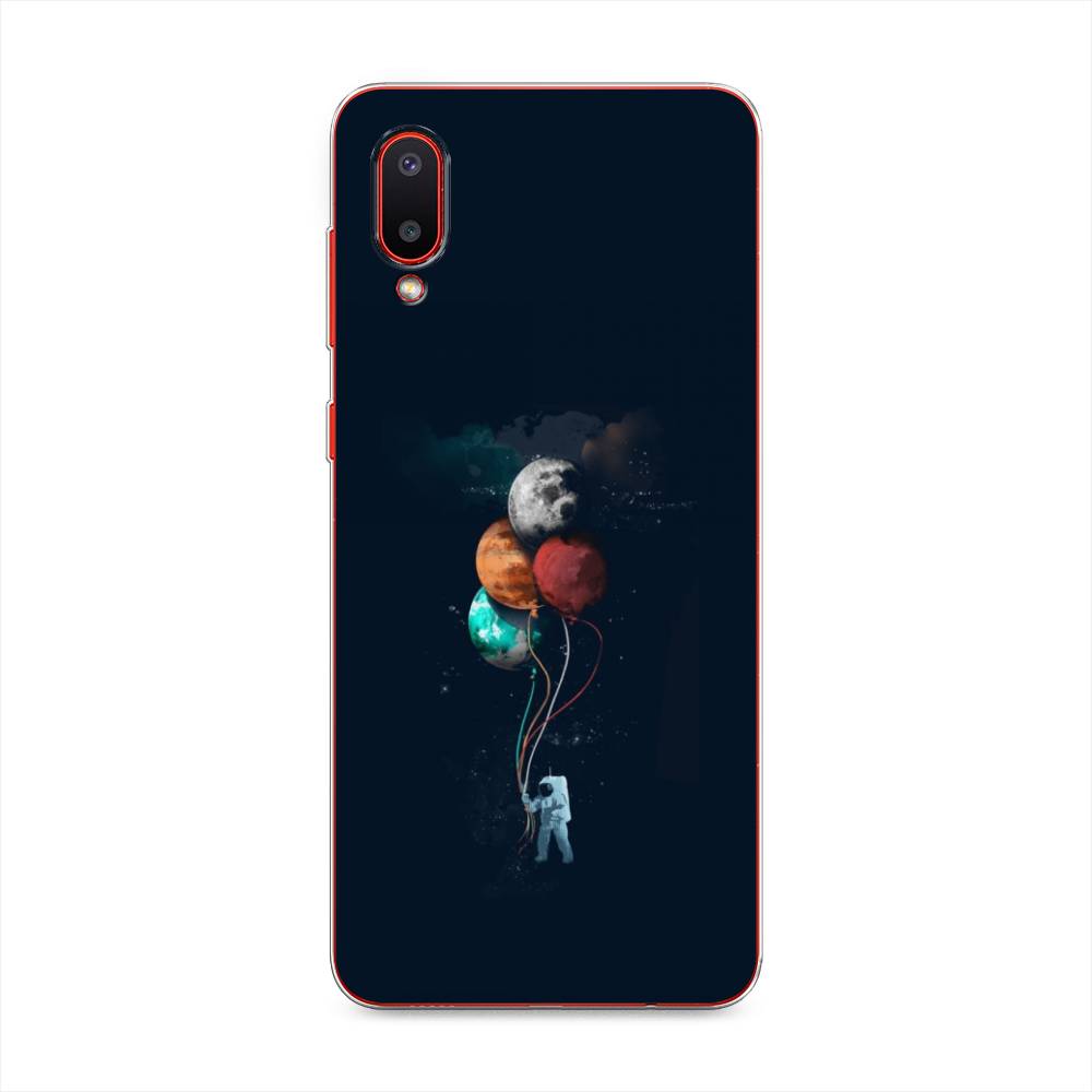 

Чехол на Samsung Galaxy A02 "Космонавт с шариками", Разноцветный, 2102550-4