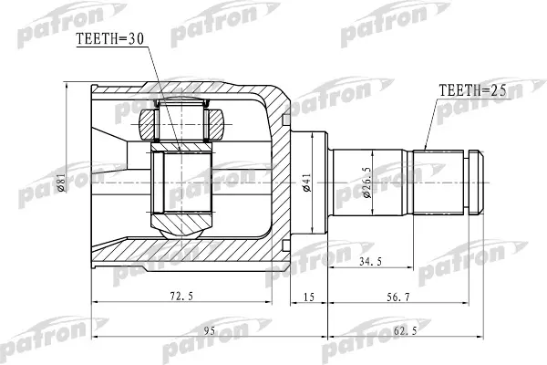 

ШРУС внутренний 25X41X30 MITSUBISHI LANCER/MIRAGE CK 95-00 PATRON PCV1746