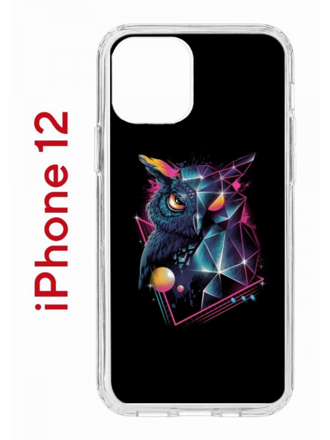 Чехол на iPhone 12/12 Pro с принтом Kruche Print Retro Owl, бампер с защитой камеры