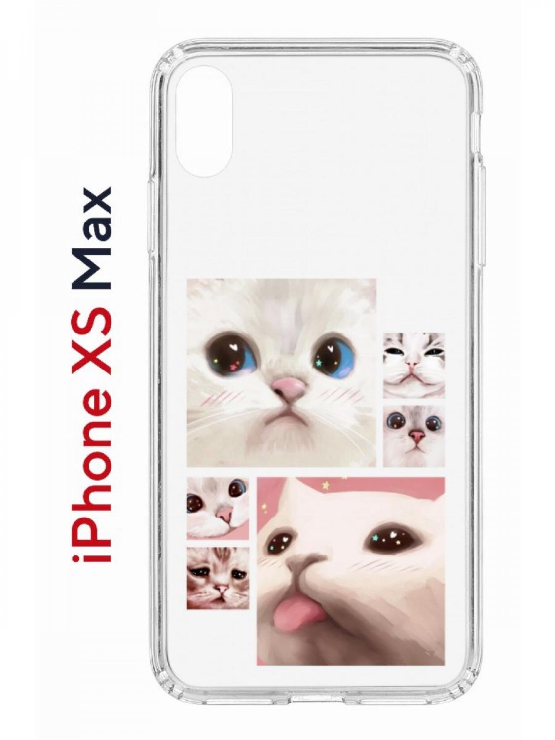

Чехол на iPhone XS Max с принтом Kruche Print Коты, бампер с защитой камеры, Прозрачный;белый;розовый;коричневый, Айфон ИКСс Макс