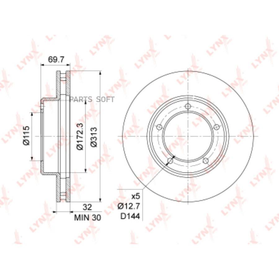 

Диск тормозной передний Toyota Land Cruiser 100 98>07 Lexus LX 98>08 Lynx BN1175