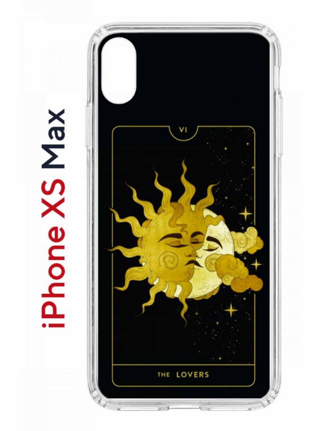 

Чехол на iPhone XS Max с принтом Kruche Print Tarot Lovers, бампер с защитой камеры, Прозрачный;черный;желтый;коричневый, Айфон ИКСс Макс