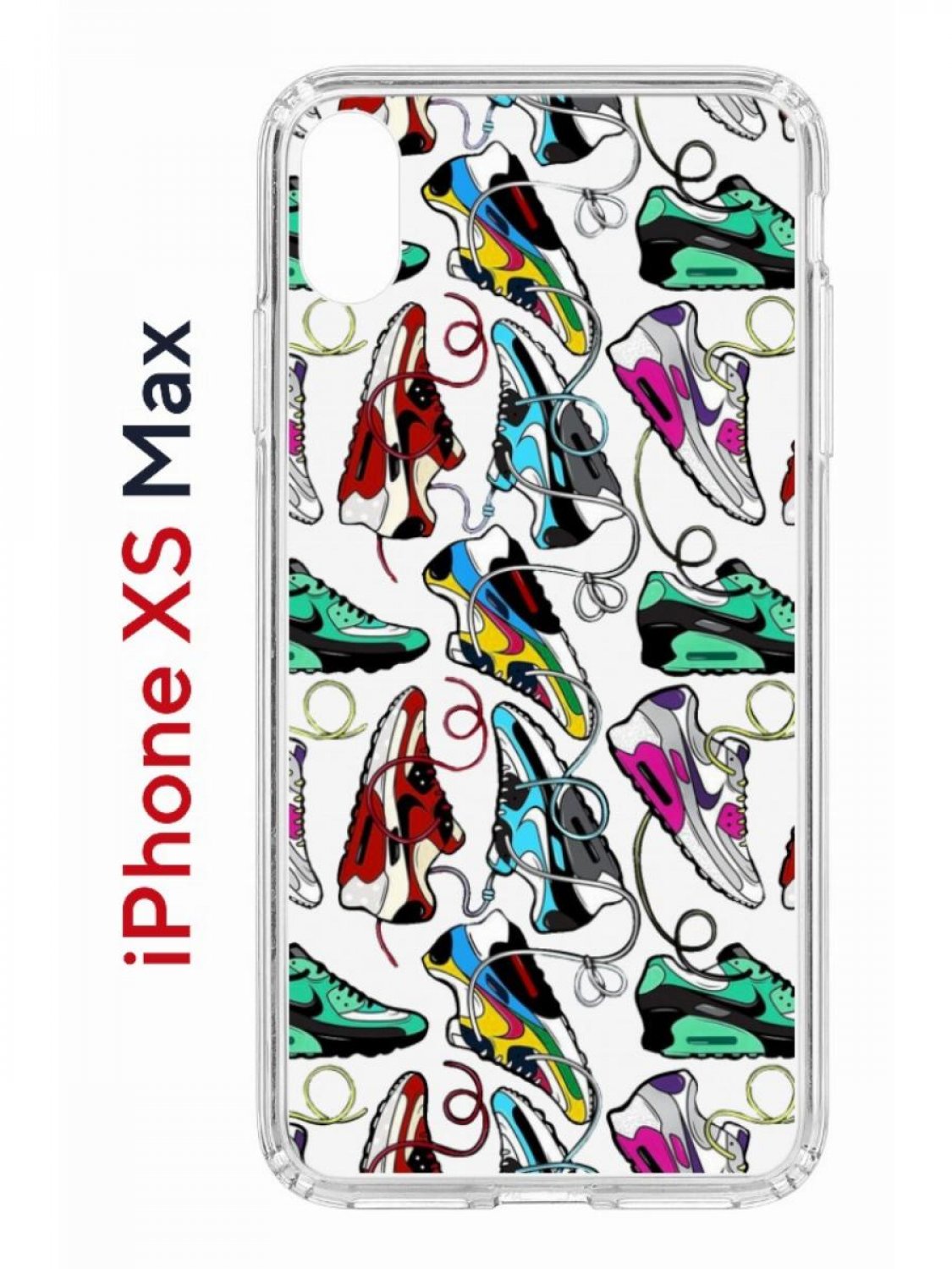 фото Чехол на iphone xs max с принтом kruche print кроссы nike air max, бампер с защитой камеры кruче