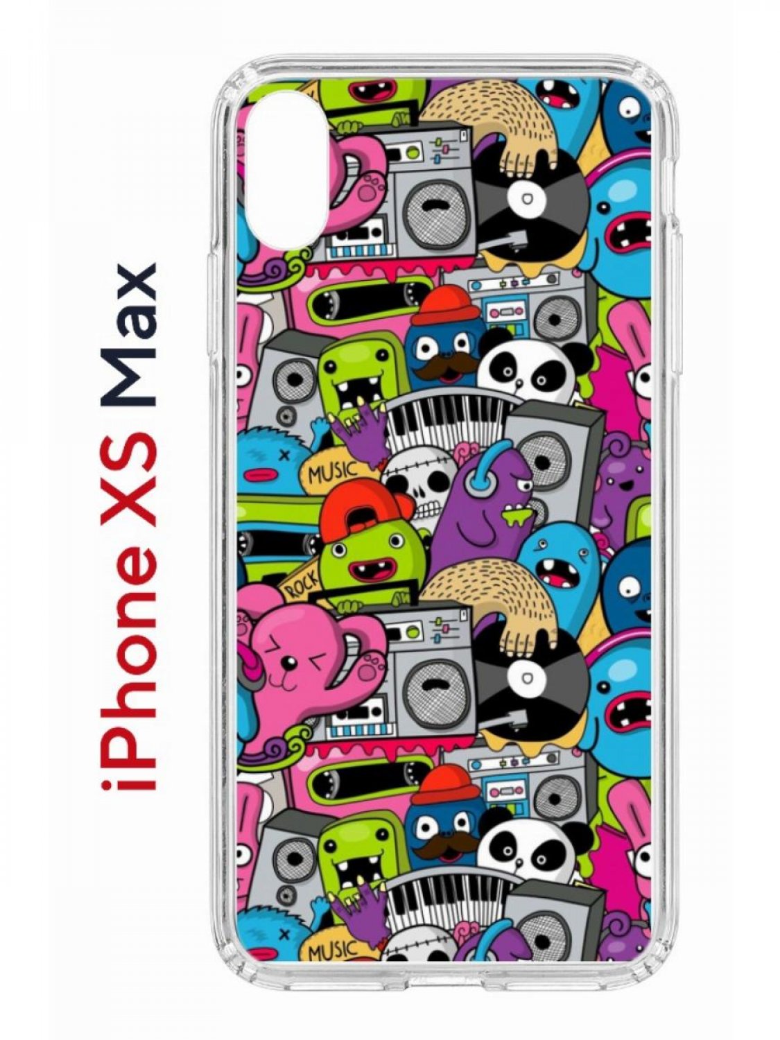 Чехол на iPhone XS Max с принтом Kruche Print Monsters music, бампер с защитой камеры