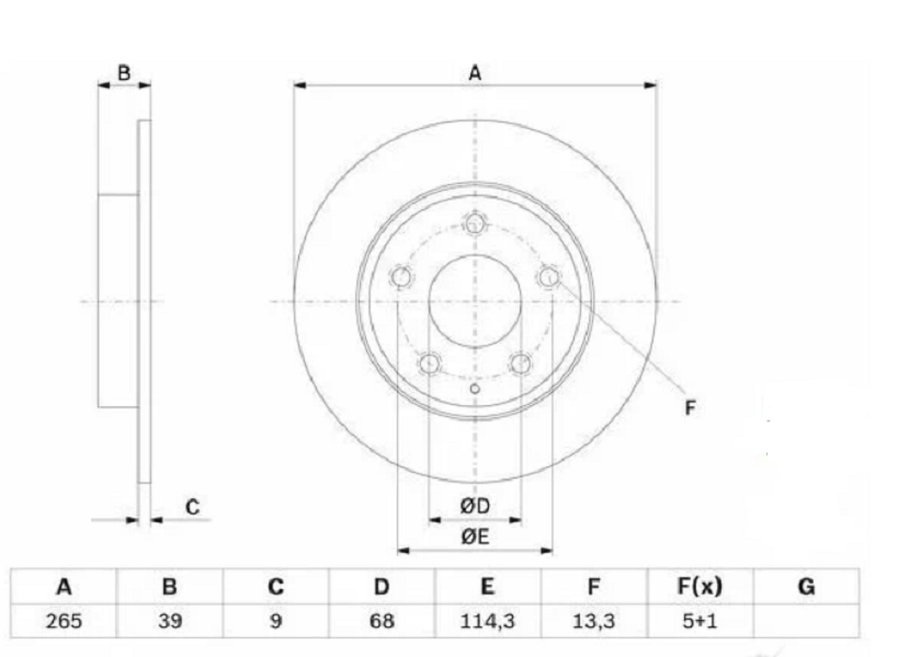 

BOSCH 0 986 479 E54 Диск тормозной MAZDA 3 13- задний D 265мм () 1шт