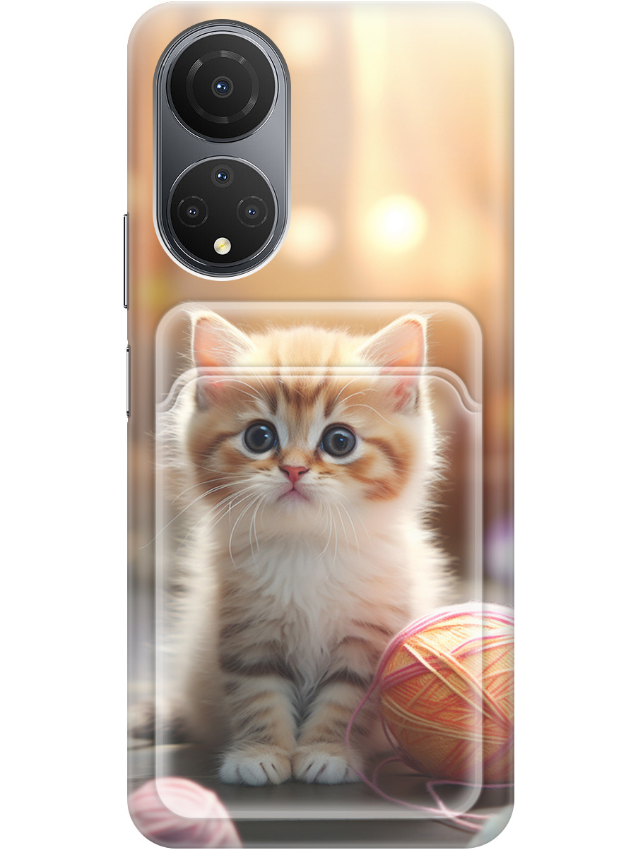 

Силиконовый чехол на Honor X7 с рисунком "Котик и нитки", Белый;желтый;розовый, 20011983