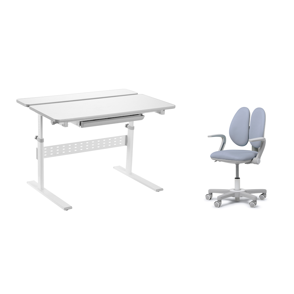 Регулируемый по высоте парта и кресло с подлокотниками, Colore + Mente, Grey регулируемый по высоте парта и кресло с подлокотниками colore mente grey