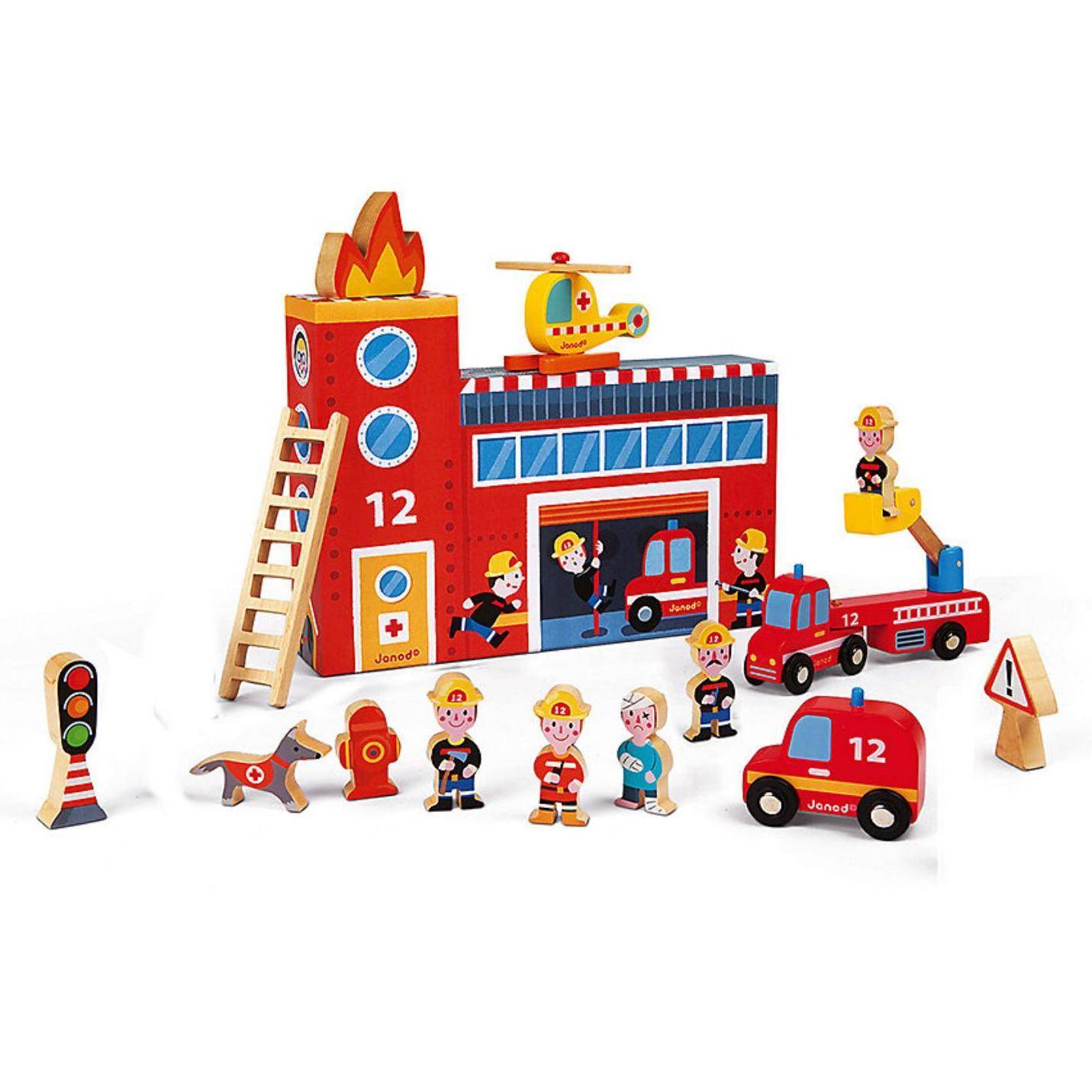 Игровой набор Janod Пожарные, с деревянными фигурками J08522