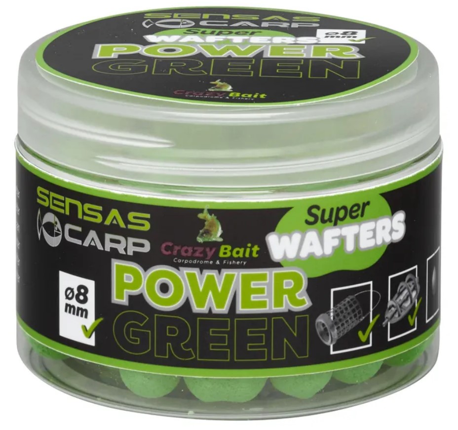 Мини бойлы Sensas Crazy Bait Power Green Wafters 8мм 0.08кг