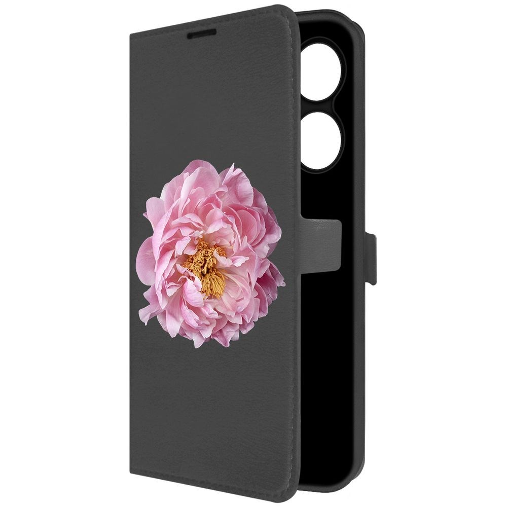 

Чехол-книжка Krutoff Eco Book для INFINIX Hot 40 Pro Розовый пион (черный)