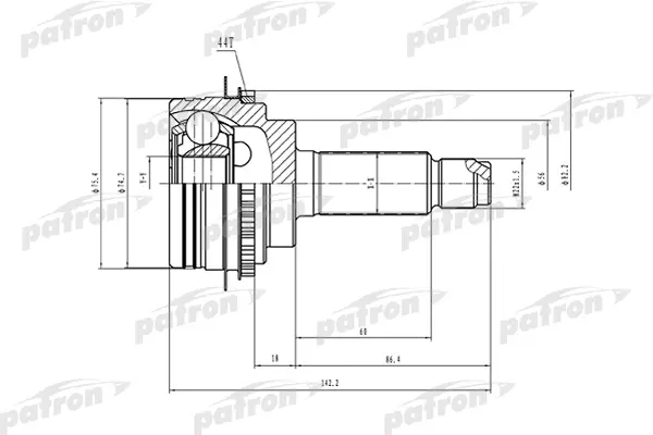 

ШРУС наружный с кольцом ABS 27x56x30 ABS:44T SUBARU IMPREZA G11 00-07 PATRON PCV1551