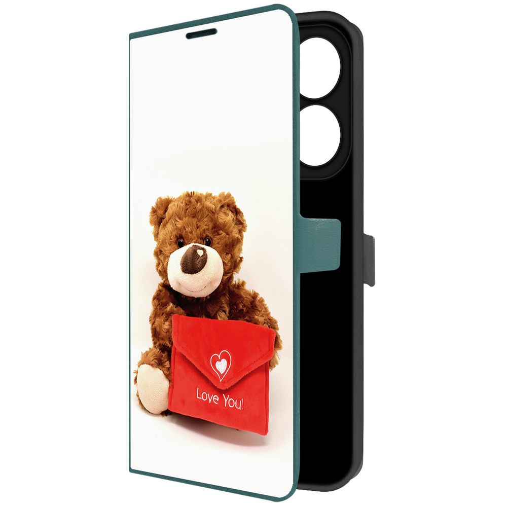 

Чехол-книжка Krutoff Eco Book для INFINIX Hot 40i Медвежонок тебя любит (зелёный опал), Зеленый