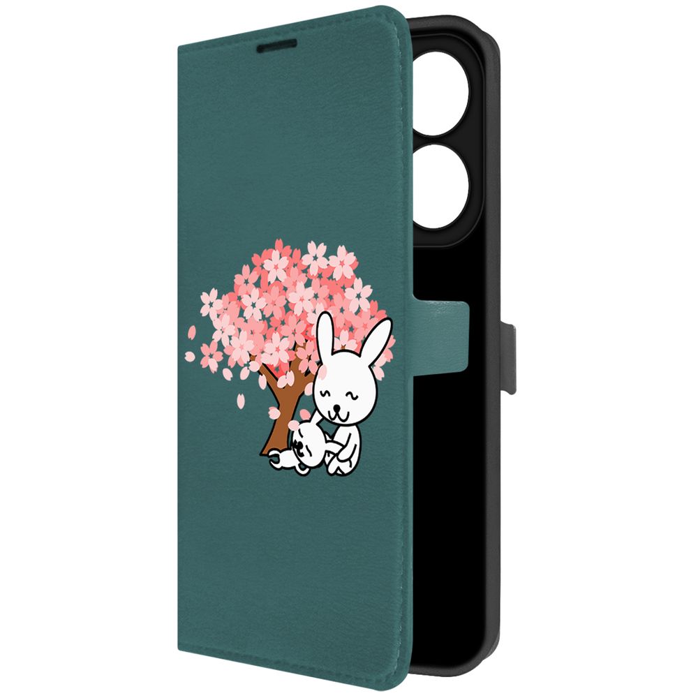

Чехол-книжка Krutoff Eco Book для INFINIX Hot 40i Кролики (зелёный опал), Зеленый