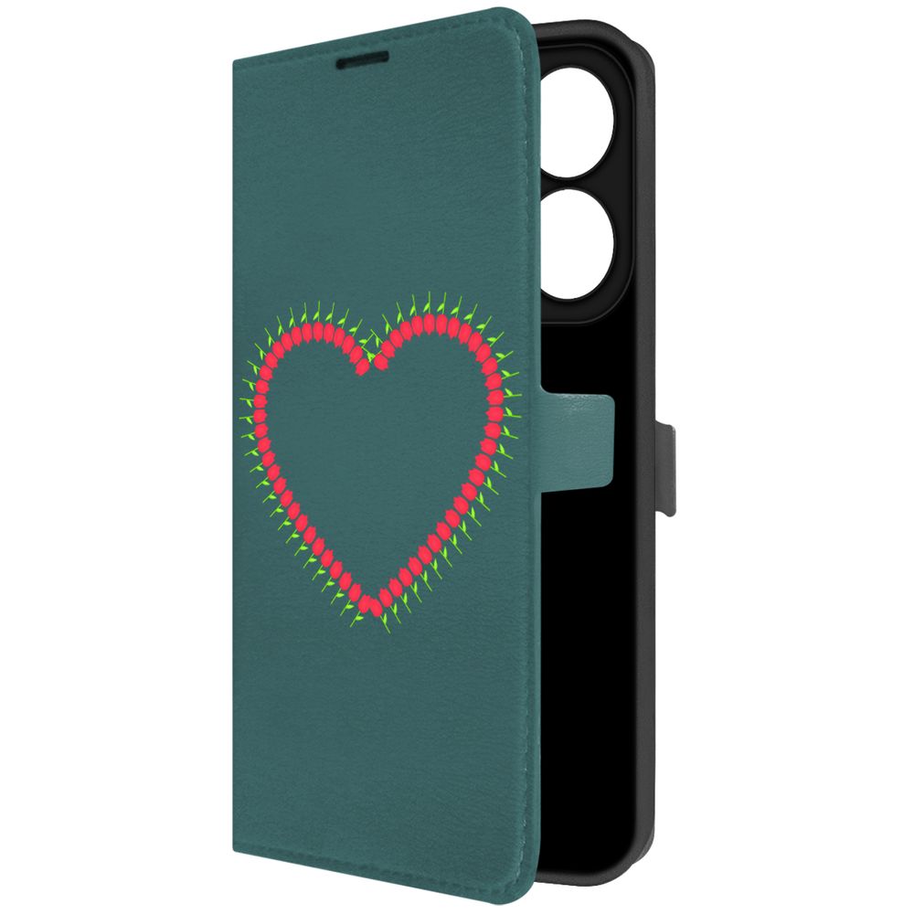 

Чехол-книжка Krutoff Eco Book для INFINIX Hot 40i Сердце из тюльпанов (зелёный опал), Зеленый