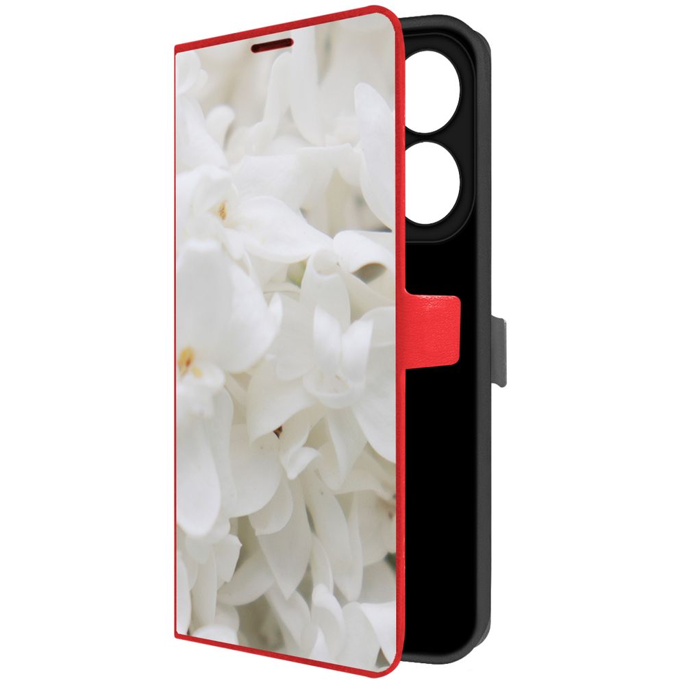 

Чехол-книжка Krutoff Eco Book для INFINIX Hot 40i Белые лилии (красный)