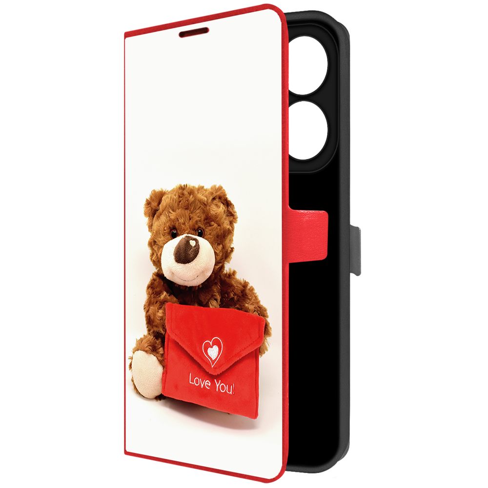 

Чехол-книжка Krutoff Eco Book для INFINIX Hot 40i Медвежонок тебя любит (красный)