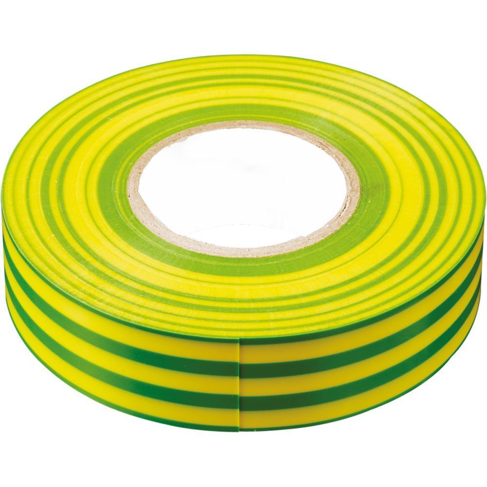 Изоляционная лента STEKKER 0,13*15 мм. 20 м. желто-зеленая, INTP01315-20, упаковка 10 шт. изолента прорезиненная эра х б 70г 20мм 350мкм