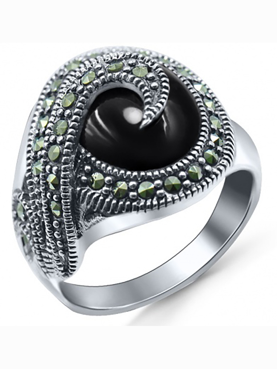 

Кольцо с ониксами и марказитами из серебра Silver wings 210005-39 17,5, 210005-39