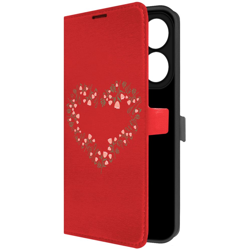 

Чехол-книжка Krutoff Eco Book для INFINIX Hot 40i Цветочное сердце (красный)