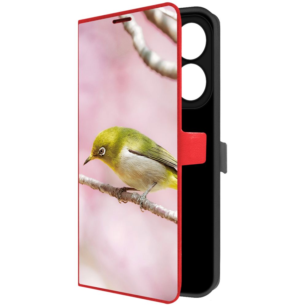 

Чехол-книжка Krutoff Eco Book для INFINIX Hot 40i Японская белоглазка (красный)