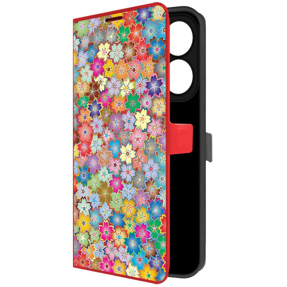 

Чехол-книжка Krutoff Eco Book для INFINIX Hot 40i Цветочный паттерн 4 (красный)