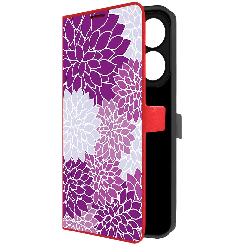 

Чехол-книжка Krutoff Eco Book для INFINIX Hot 40i Цветочный паттерн 2 (красный)