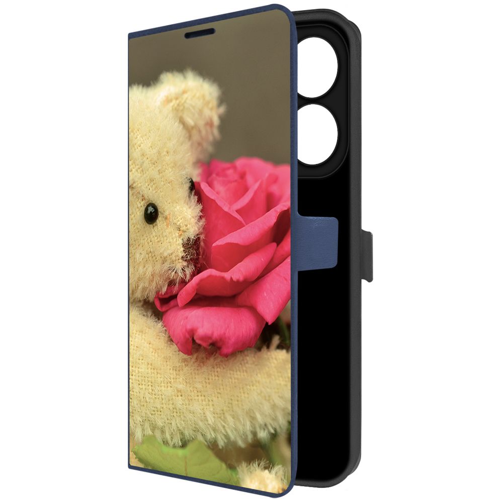 

Чехол-книжка Krutoff Eco Book для INFINIX Hot 40i Медвежонок с розой (синий)