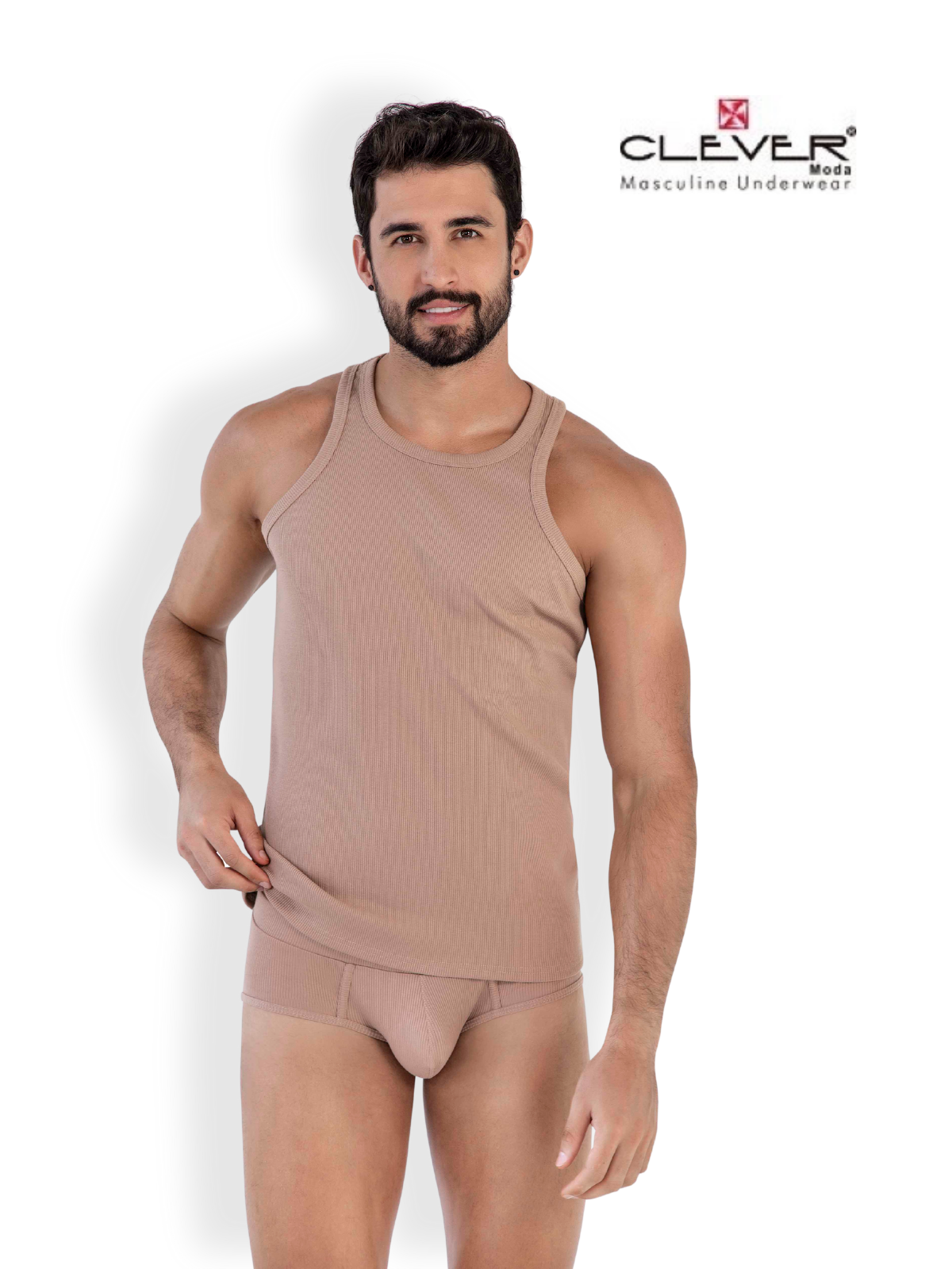 

Майка мужская CLEVER MODA 1606 коричневая XL, Коричневый, 1606