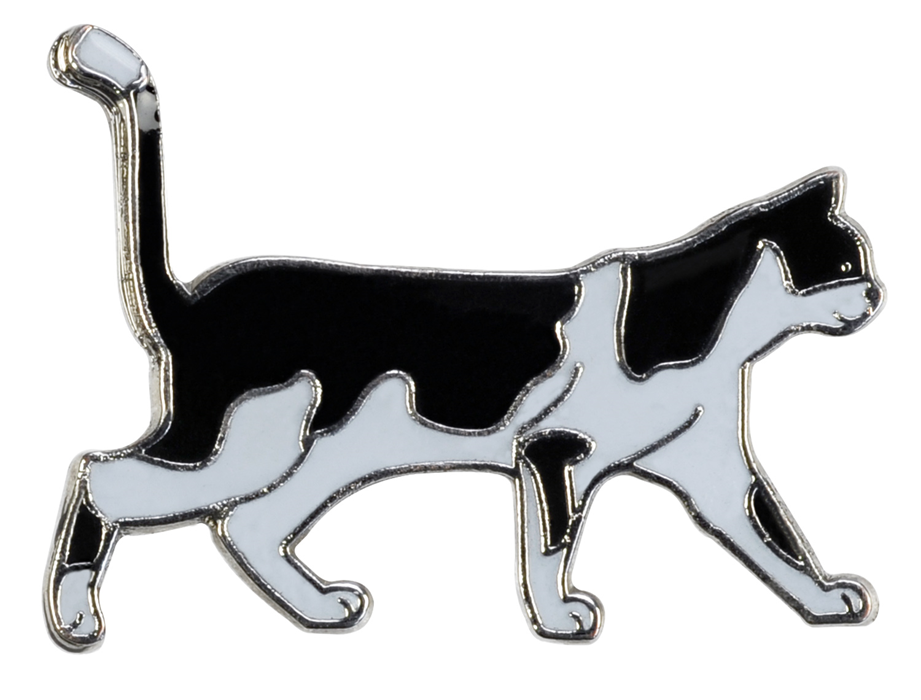 Значок металлический BLUE BUG Чёрно-белый кот
