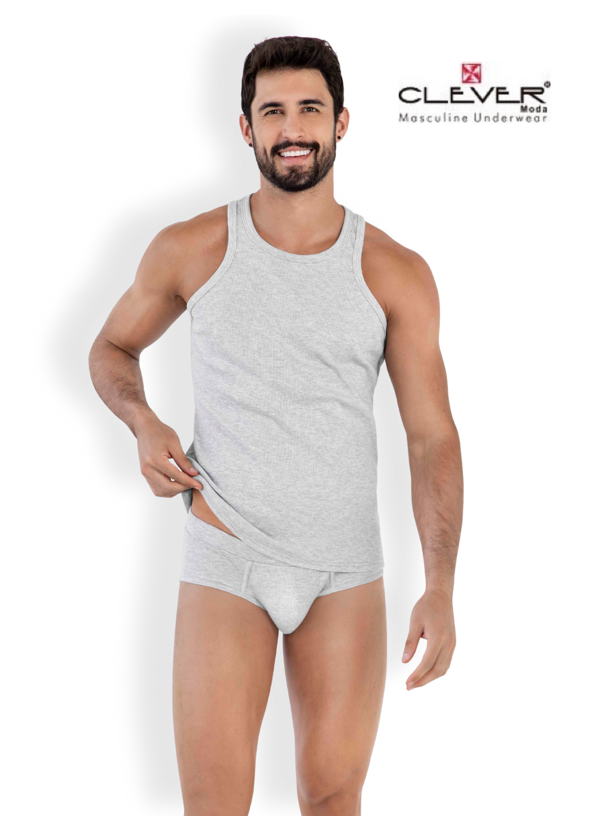 

Майка мужская CLEVER MODA 1606 серая XL, Серый, 1606