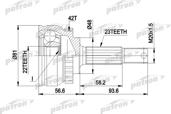 

ШРУС наруж. (c ABS !!!) 23x48x22 ABS:42T NISSAN Micra 92-03 PATRON PCV1193