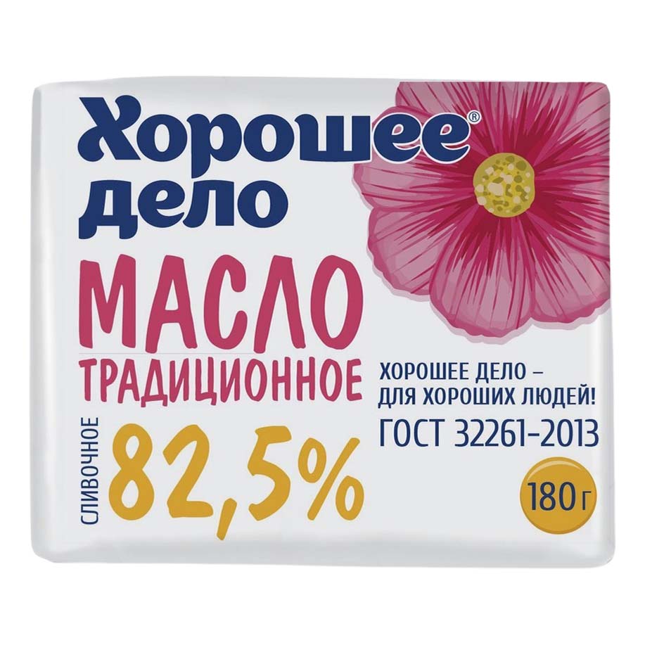 

Сливочное масло Хорошее дело Традиционное 82,5% 180 г