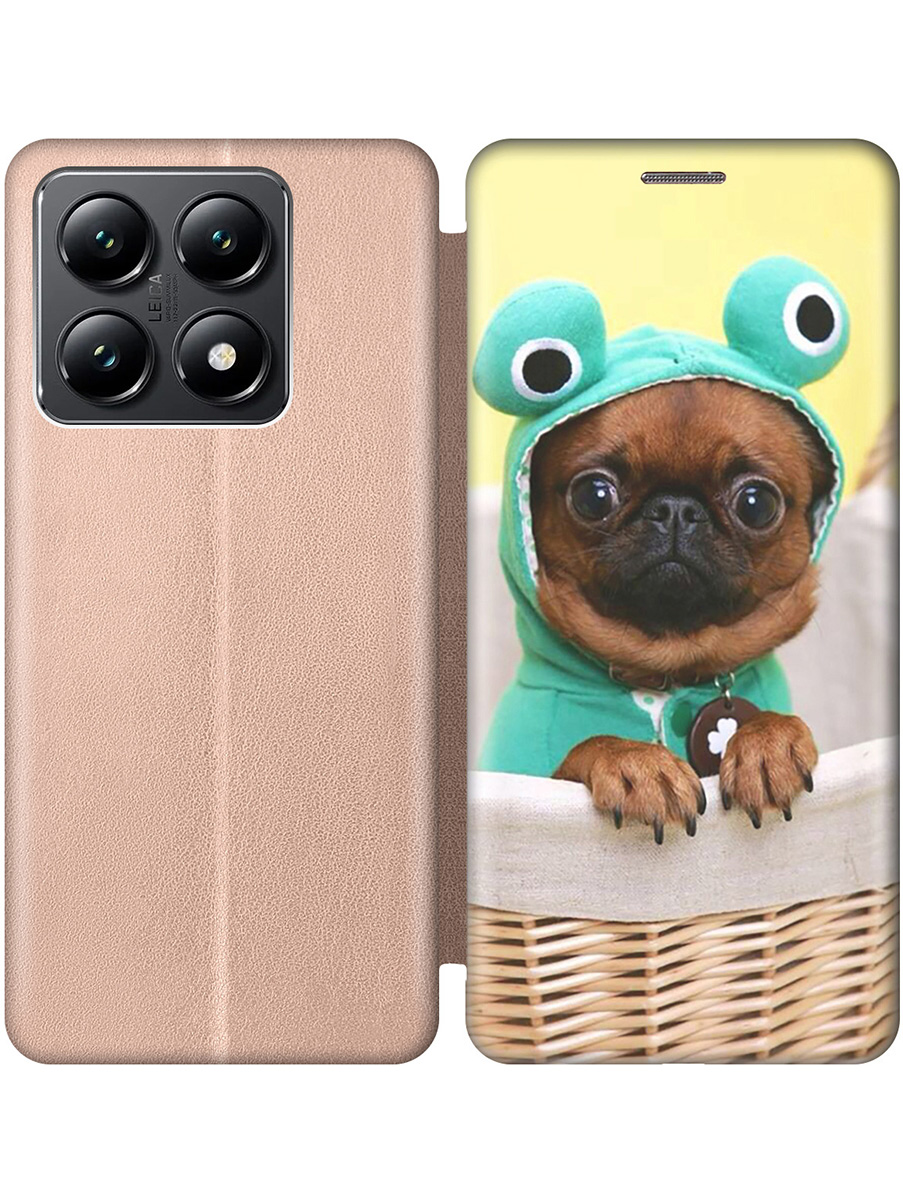 

Чехол-книжка на Xiaomi 14T с принтом "Собака в смешной шапке" золотой, Золотистый;желтый;зеленый, 785978411