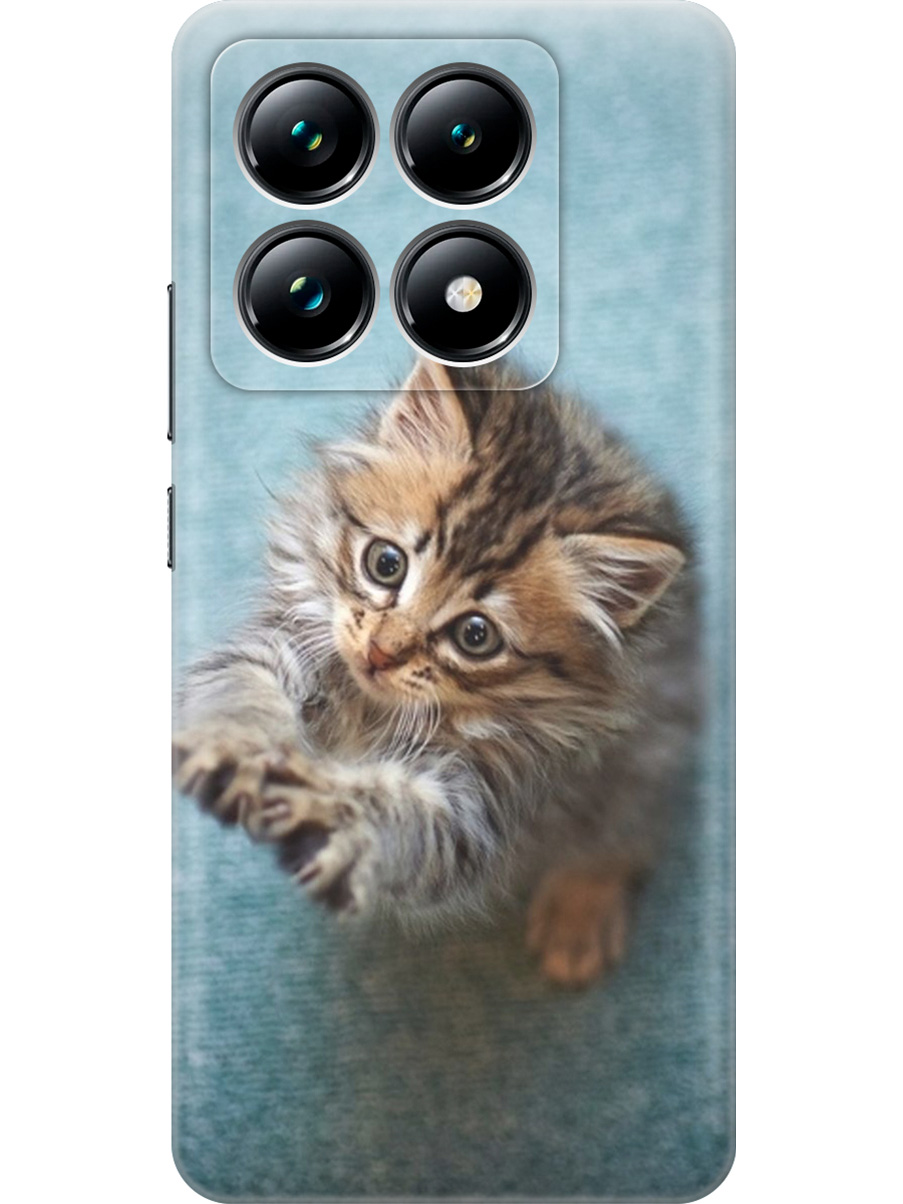 

Силиконовый чехол на Xiaomi 14T Pro с принтом "Котёнок на голубом", Прозрачный;белый;голубой;коричневый, 785979011