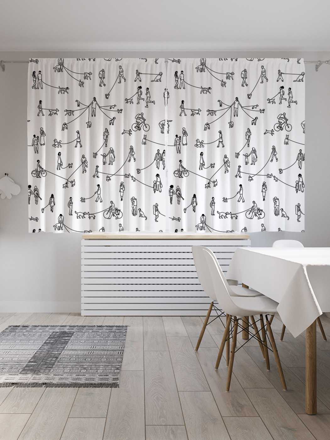 

Шторы JoyArty c фотопечатью "Прогулка с собаками" из сатена, 290х180 см, Прогулка с собаками