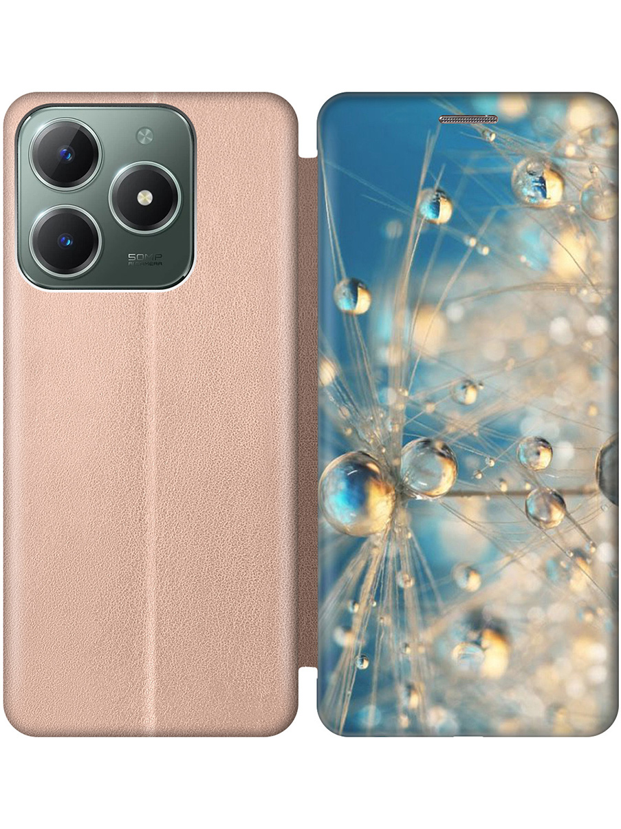 

Чехол-книжка на Realme C61 / C63 с принтом "Одуванчик в капельках" золотой, Золотистый;бежевый;синий, 785979621