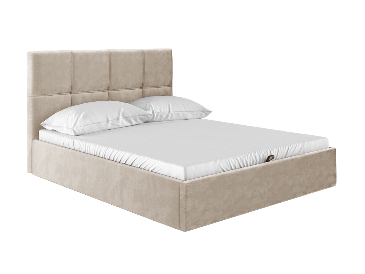 фото Двуспальная кровать верда кремовый, велюр, 160х200 см первый мебельный