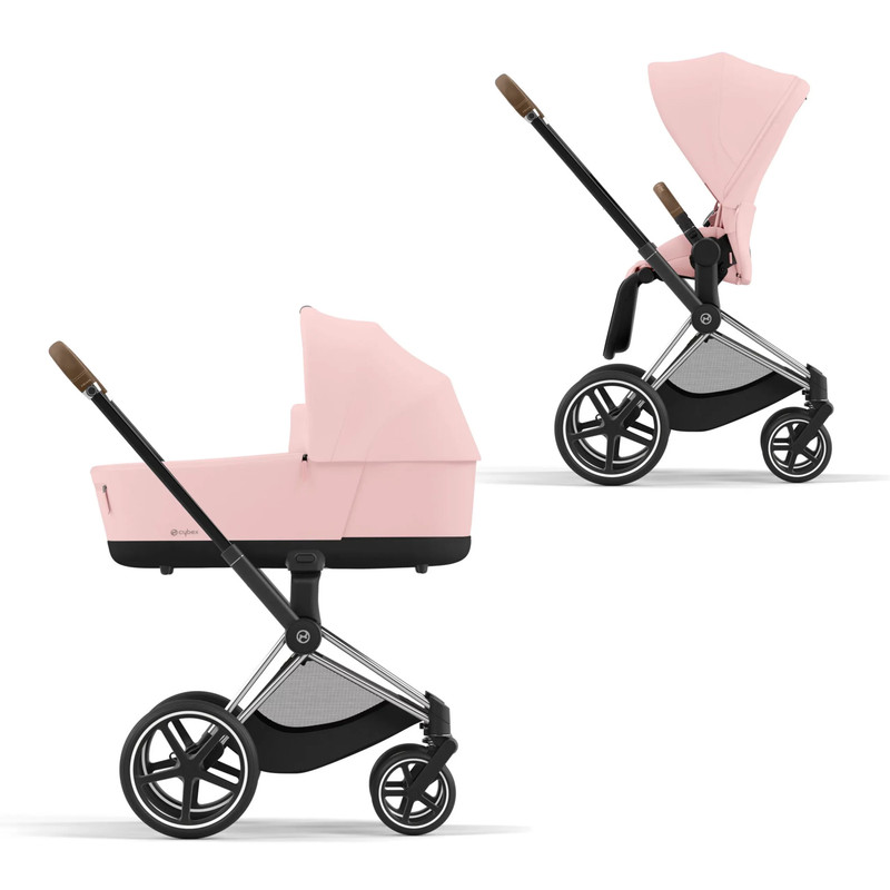 Коляска детская Cybex Priam IV Коляска 2 в 1, шасси IV Chrome Brown Peach Pink спальный блок для коляски priam iv peach pink cybex