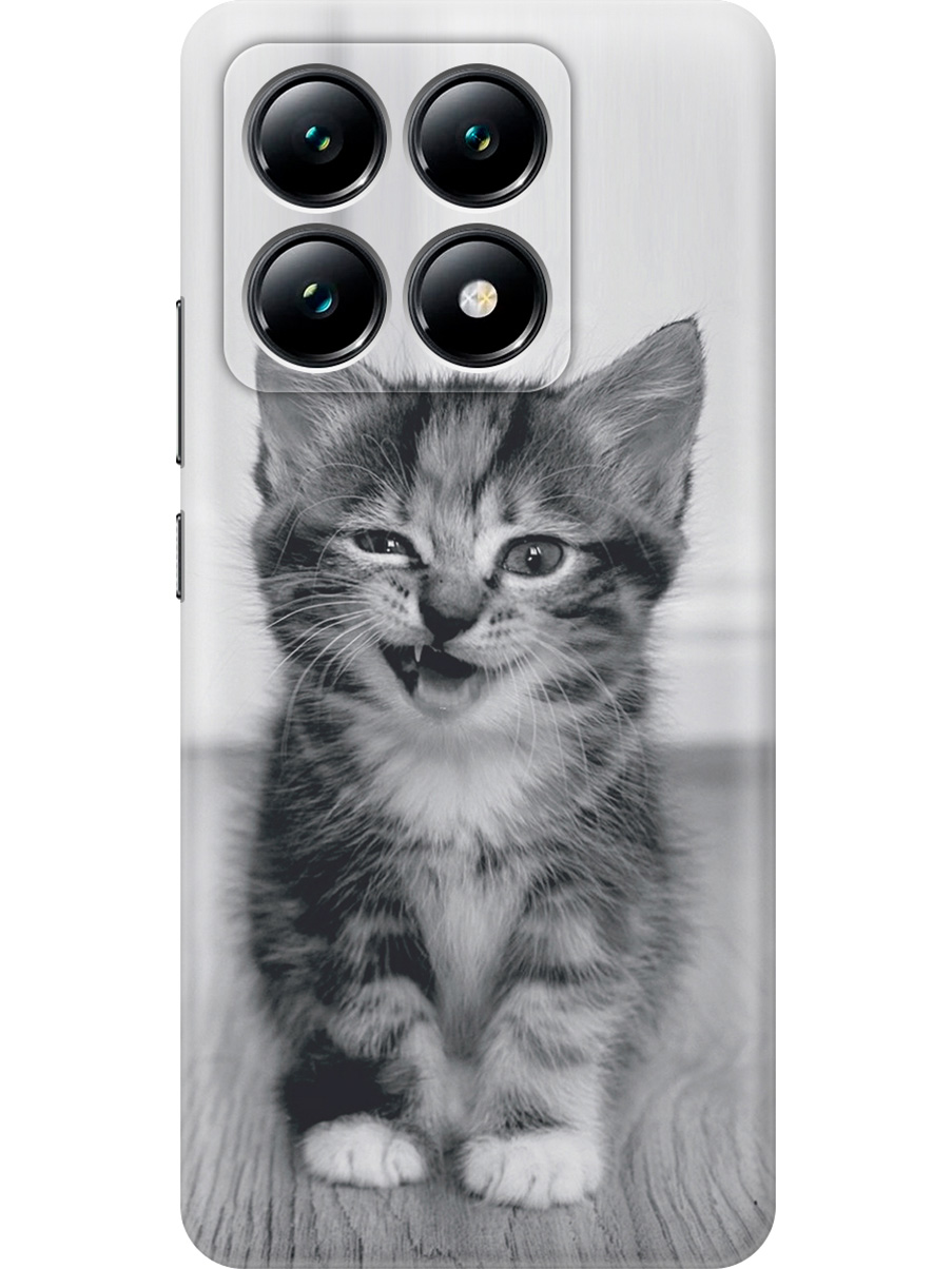 

Силиконовый чехол на Xiaomi 14T с принтом "Котенок с ухмылкой", Прозрачный;белый;серый;черный, 785978411